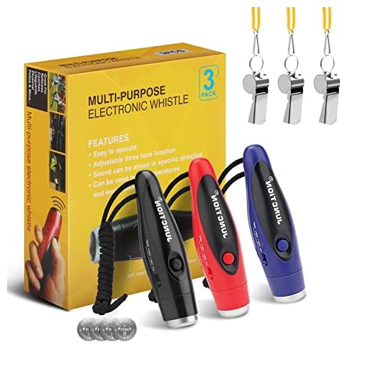 Electronic Whistle, 3 Pack Handheld Electronic Whistles Electric Whistle with Lanyard Three Tone Distinct High Volume Outdoor Sport Whistle for Coaches, Referees, P.E. Teacher