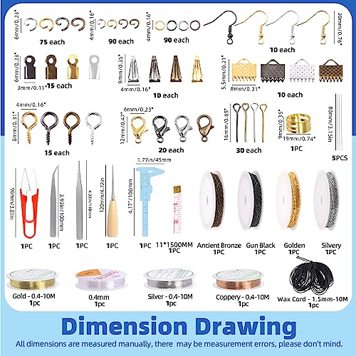 Glarks 1489Pcs Jewelry Making Kit - Supplies with Pliers, Wires, Findings for Making and Repair, Clear, 1480pcs - Image 2