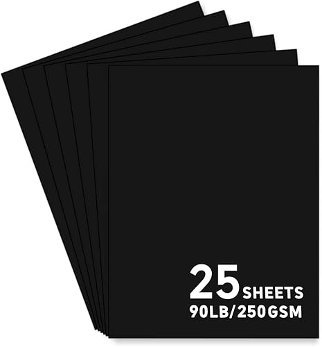 25 hojas de papel de cartulina negro, cartulina de 8.5 x 11 pulgadas para Cricut, papel de construcción grueso para hacer tarjetas, álbumes de
