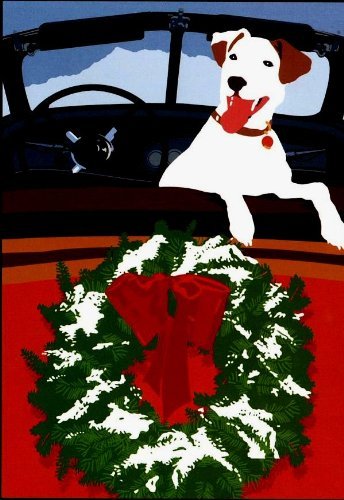 Jack Russell Terrier Dog Wreath on Convertible Boxed Holiday Cards