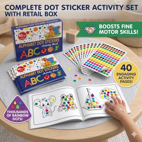Image of Dot Stickers for Kids Activity Book for 2-5 Year Old - 1600+ Colorful Dot Stickers, 40 Pages Learning Workbook for Preschool Kids, Fine Motor Skill Builder, Educational Activity Book