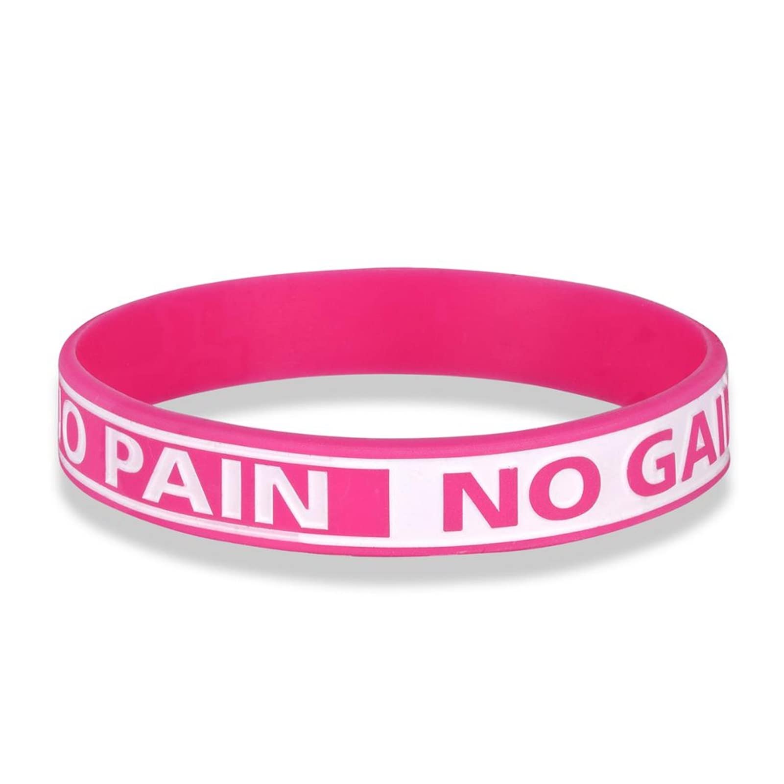 LHYLHY Trendy Minimalist Style Silicone Bracelet for Men Women Never Give Up No Pain No Gain Personality Sports Recognition Wristband (Metal Color : Yellow)