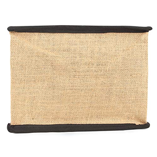 Image of DOUBLE R BAGS Laminated Jute Reusable Shopping Bags Kitchen Essentials Grocery Vegetable Lunch Carry Bag Full Handles Multi-Purpose Bag Stylish Designs (Black) Pack Of 2 - Unisex-Adult, Shopper Tote