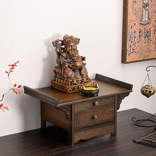 竹製瞑想祭壇テーブル 祈りスタンド ライザー 仏壇、居間 寝室 オフィスに適しています 法事のお供え物の台に最適な机(Brown,50cm/19.7in)