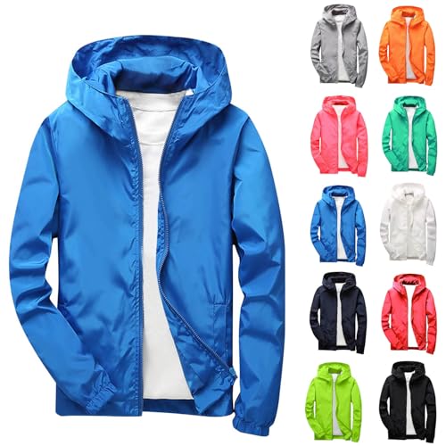WOXIHUAN Giacca Impermeabile Unisex Ragazze Ragazzi Giacche a Vento Antivento Antipioggia Cappotto con Cappuccio Sportivo Cardigan Cerniera Integrale Giubbotto Autunno Caldo Giacca da Trekking