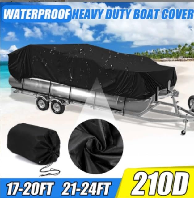Funda para Barco Impermeable Gris 21-24ft 17-20ft 600/740 x 400cm 210d Cubierta de Barco a Prueba Agua remolques for Cuadrado(21 24ft Gray)
