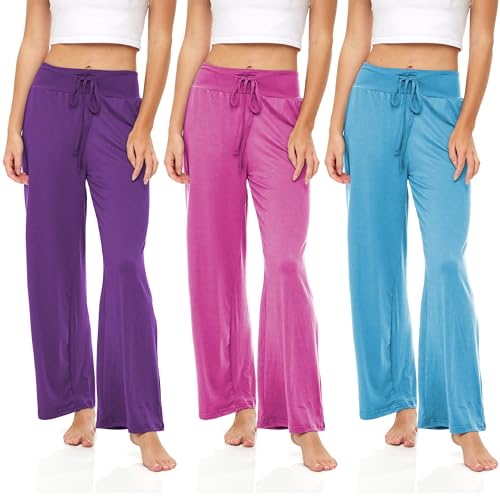 Sexy Basics Womens Lounge Pants | Wide Leg Hi Waisted - Ultra Soft Drawstring PJ Bottoms | Multi Packs & Colors