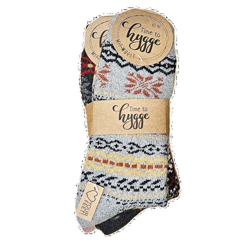 Leo Design 2 Pairs of Norwegian Wool Socks Men, Thermal Knitted, Nordic Hygge Crew Soft Warm, Thermal, Multicolored