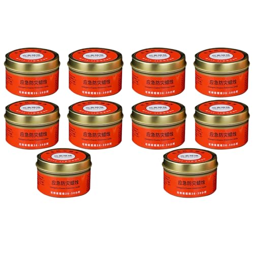 10 Stück Notfall-Kerzen, Überlebenskerzen, lange brennende Notfälle, für Wandern, Camping, Katastrophe, Outdoor, Heimzelt, tropfenlos, kompakt und tragbar