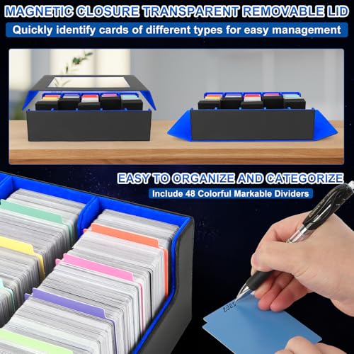 Image of AOBOPLE Trading Card Storage Box,3900+ Card Box Storage with 48 Dividers and 5 Foam Supporters PU Leather Magnetic Card Box for MTG TCG Magic and Sport Cards,Great Gift for Card Collectors