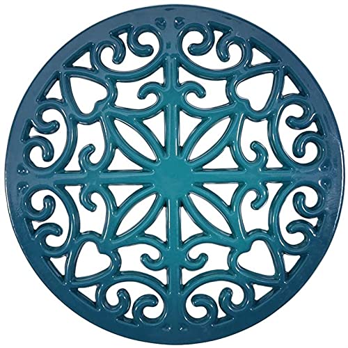 Haoli-dongman Heavy Duty Enamel Cast Iron Round Trivet,Rustproof Bright Metal Racks Stands Holders for Hot Pans or Teapot,Kitchen or Dinning Table Decorations (Color : 1q)
