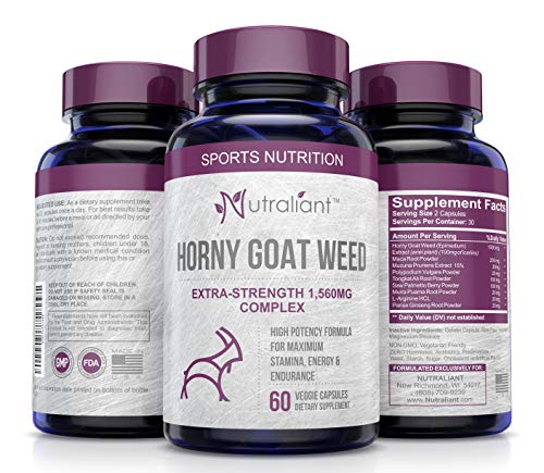 Most Potent Horny Goat Weed Supplement for Men & Women - 10X Strength Icariins + Maca, Tongkat Ali, L Arginine, Tribulus, Ginseng + Energy & Stamina Booster, Performance Enhancing Pills - 60 Capsules