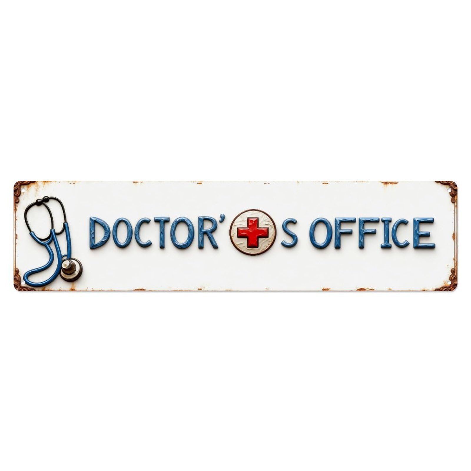 Doctor Office Sign With Stethoscope And Cross Metal Tin Sign Plaque