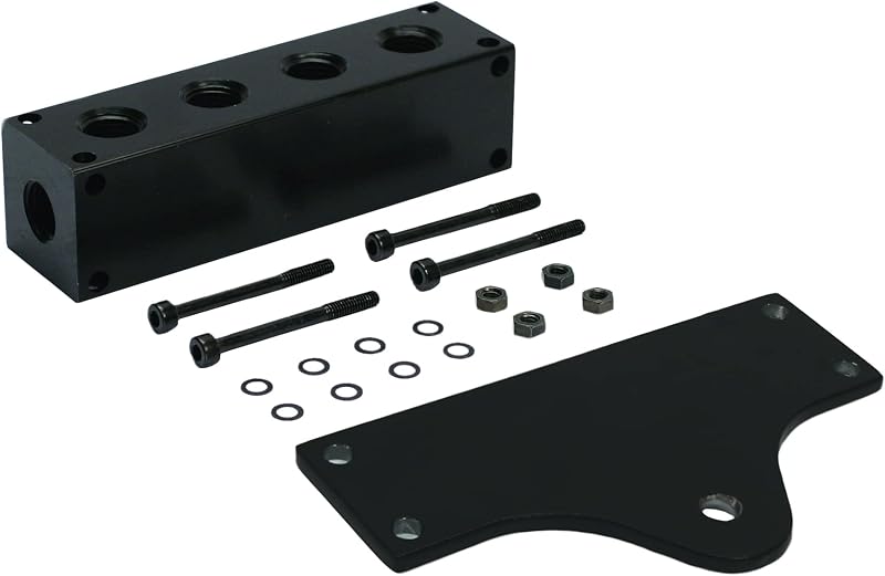 Manifold distribuidor VIAIR 92820 com 6 portas NPT e furos de montagem preto – 1 unidade