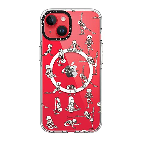 Coque transparente iPhone 14 Magsafe yoga squelette blanc