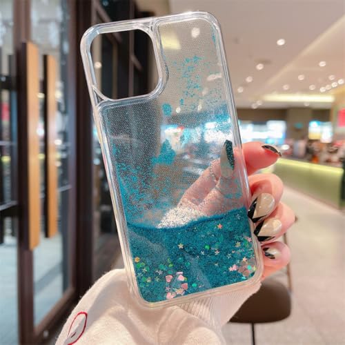 Coque iPhone 14 Plus liquide paillettes cœur bleu antichoc - 6
