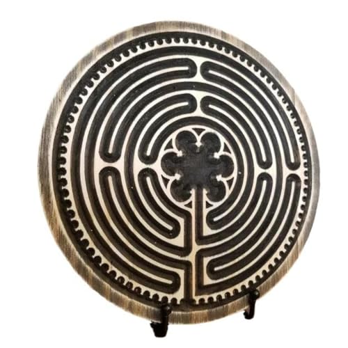 Cenroelon 1 Piece Labyrinths Wood Labyrinths Finger Labyrinths Wooden Mindfulness Tool and Altar Decoration for Meditation and Prayer, L
