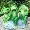 Tirifer 3 Cute Frog Statue Garden Decor, See Speak Hear No Evil Green Frog Figurine Outdoor Yard Decoration Garden Accessories for Patio, Balcony, Porch, Art Lawn Ornaments