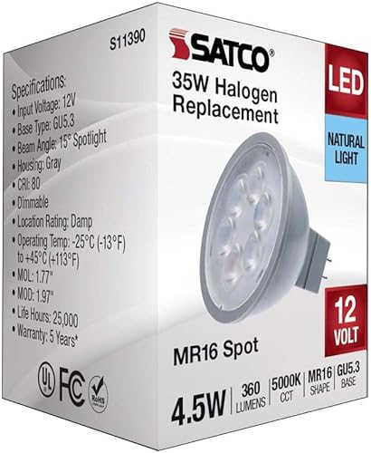 Miniatura 4 de Satco Bombilla LED de inundación MR16 11390-4.5MR16LED15'85012V (S11390) MR16