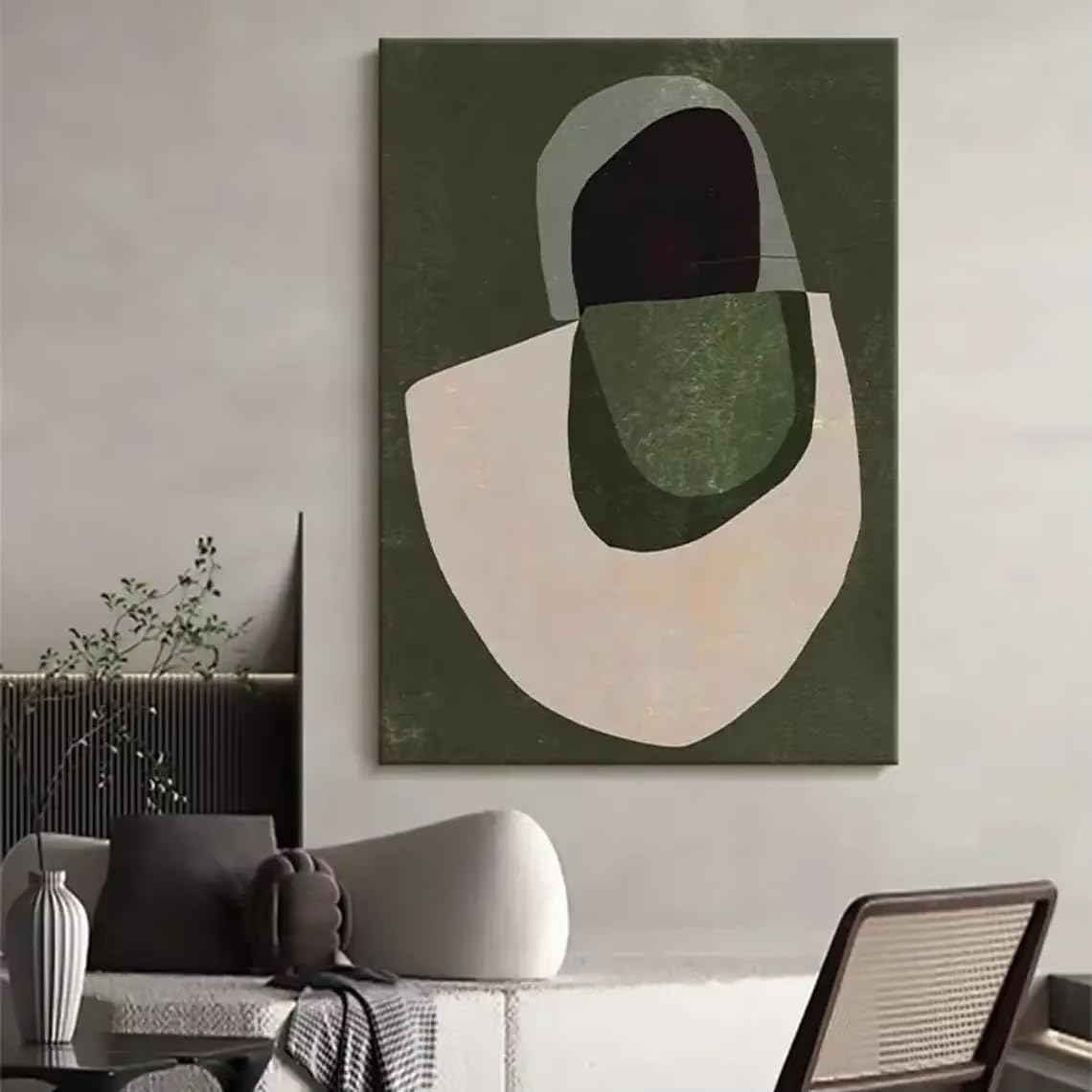 DFZEWKI Beige Abstract Wall Art Black and Beige Painting Earth Tone Wall Art Prints Ideal(60x80cm(24x31in)/No frame)