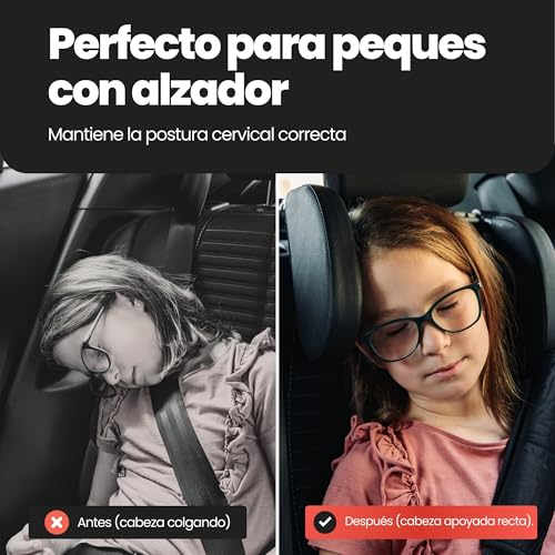 Miniatura 3 de Reposacabezas Coche Niños Para Asientos Con Varillas - Almohada Cervical Ergonómica Regalo Protector De Cinturón Con Soporte Móvil - Pack De Viaje Infantil