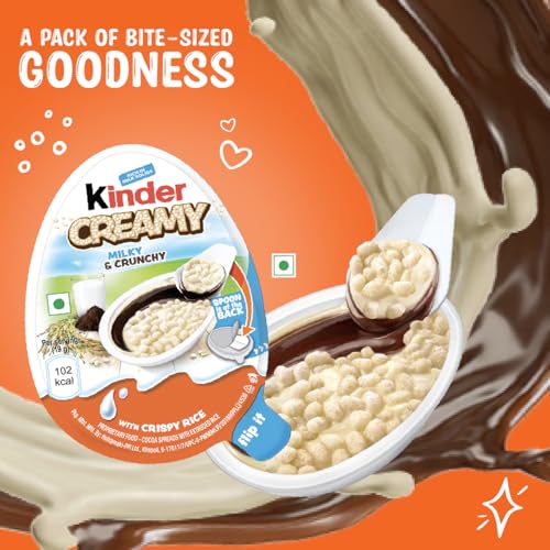 Image of Dave's American Food Kinder Creamy Pack of 24 Milky and Cocoa Chocolate with Extruded Rice, 456 g