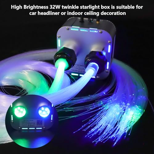 Image of AMKI High Brightness Dual Color 32W Twinkle Sound Mode RGBW Light Source Engine Driver Remote /APP Control Dual Port Starlight Box Motor for Fiber Optic Star Ceiling Light Kit