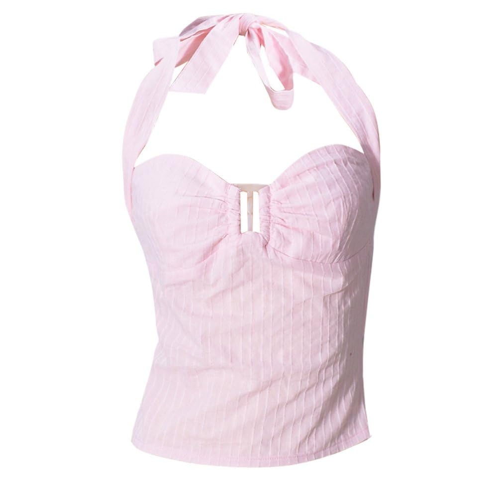 Dos Nu Dos Nu Crop Top Pour Femmes Coupe Slim À Lacets Sexy Plage Vacances Camisole Tops