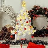 🎄Actividad Familiar Divertida: Extienda fácilmente todas las ramas dobladas del árbol de Navidad e instale los adornos y la cuerda de luces LED en el árbol. También puede pedirle a su familia e hijos que se unan al montaje y decoración de este mini árbol de Navidad. Es una actividad familiar navideña muy divertida.