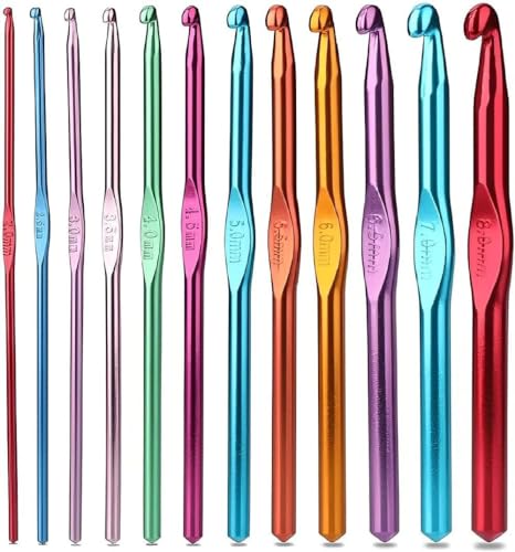 Image of All-in-One Crochet and Knitting Set with Multiple Needle Sizes, Hooks, Accessories, and Case - Ideal for Beginners and Advanced Crafters - Ergonomic Design & Easy to Use,multicolor (Aluminium Crochet Hooks)