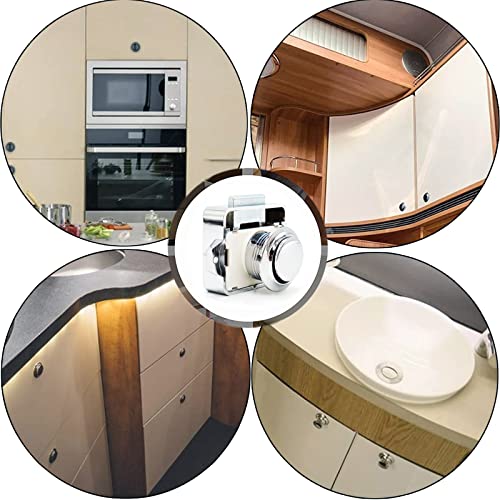 Hotiko Push Lock Button Latch Door Verriegelung Wohnmobil Möbelschloss für RV Camping Schrank Schublade Caravan Van Motorhome Yacht Ship Boat (ABS)-Silber-5 Stück