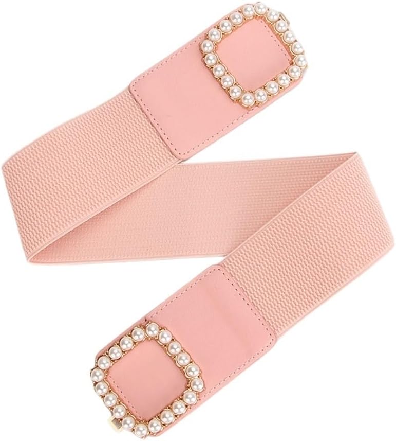 HBJWOV Women's Wide Waistband Decoration With Elastic Pearl Sweetness Paired With Skirts Dresses Versatile Belts
