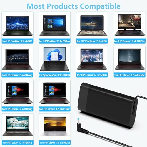 Image of WeFly 150W 7.7A Laptop Adapter Charger for HP Zbook 15 16 17 15u 15v G3 G4 G5 G6 G7 G8 G9 ZBook Studio G3 G4 G5 G6 G7 G8 OMEN by 15 17 Pavilion Gaming 15 17 TPN-CA11 TPN-DA09 Laptop Adapter