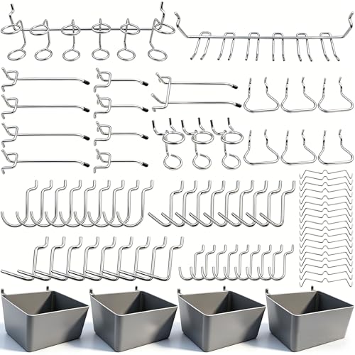FRIMOONY Porte-outils de Crochets pour Panneaux Perforés avec Bacs, Verrous à Chevilles, pour Organiser Divers Outils, 80 pièces