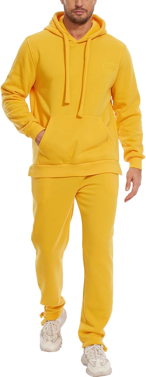 Men's Tracksuits Sweatsuits for Men Athletic Track Sweat Suits 2 Piece Set Full Zip Sports Jogging Suits Outfits 4X-Large Safety Yellow