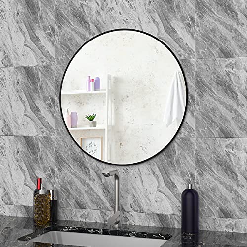 Anyhi Wall Mirror With Black Frame, Round Mirror For Bathroom, Entryway, Living Room (22'', Black) #TOP21