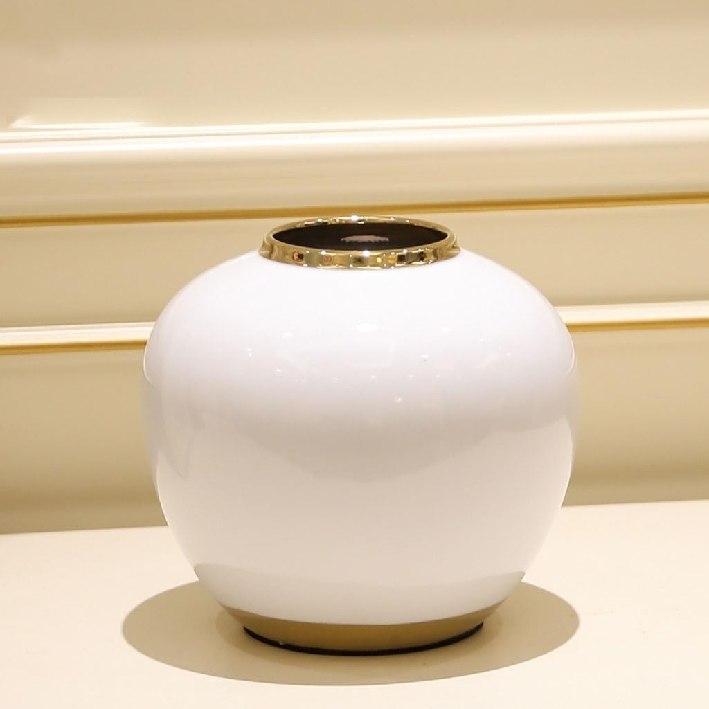 Vase à Fleurs Vase Rond en céramique, Meuble TV, Table à Manger, Maison, Salon, décoration de Fleurs séchées, Arrangement de Fleurs, Vase d'ornement Vases