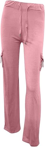 Miniatura 6 de Leggings de yoga para mujer, pantalones cargo elásticos con cordón elástico, cintura elástica, pantalones sueltos, bolsillos laterales, pierna