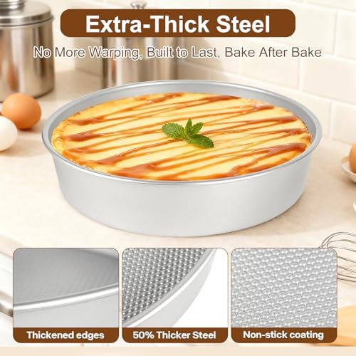 9-Inch Round Cake Pan Set of 2 – Extra Thick Gauge Steel Cake Pans, Honeycomb Texture Non-Stick Coating for Easy Release, Even Heating, Ideal for Layer Cakes, Cheesecakes & Home Baking - Thumbnail 2