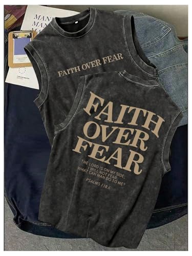 Verdusa Vintage T Shirts for Men Graphic Y2K Gym Shirts Letter Sleeveless Loose Washed Tank Tops3