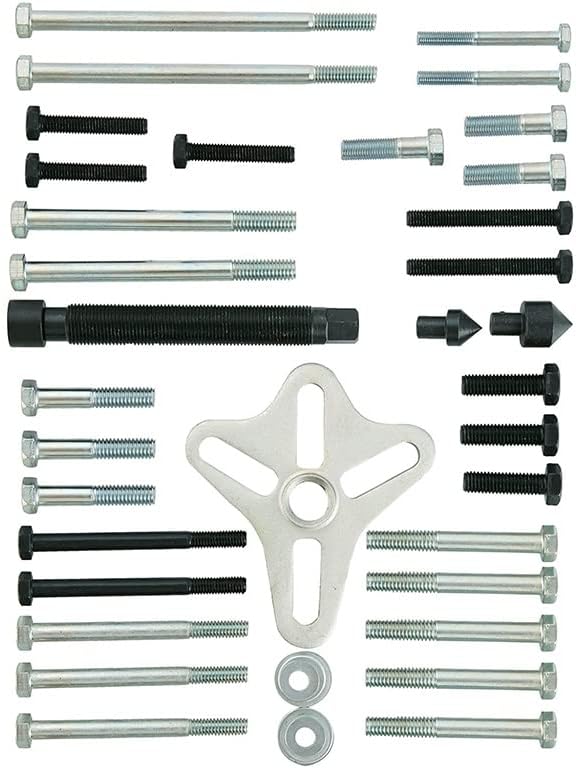 Hex Autoparts 46pcs Harmonic Balancer Puller Set Steering Wheel Removal Tool Flywheel Crankshaft Pulley Puller Installer Kit