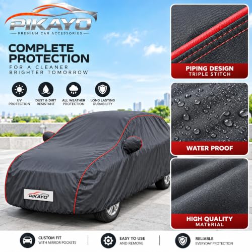 Image of Waterproof Car Body Cover for Suzuki Baleno 1.2 with Mirror and Antenna Slot, Soft Cotton Lining, Triple Stitched (Heat Resistant Metallic Comouflage Jungle with Piping)
