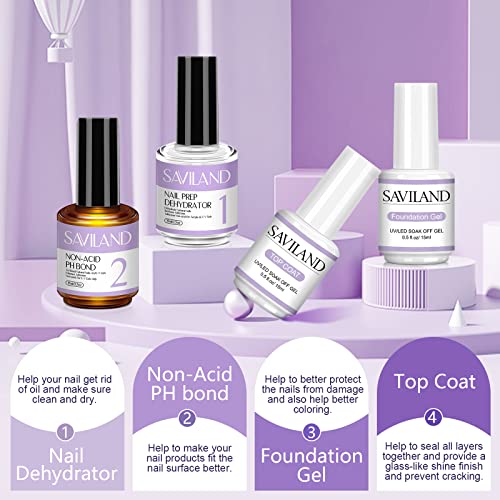 Saviland 7Pcs 15Ml Base And Top Coats With Nail Dehydrator And Non-Acid Ph Bond Set, Base Top Coats Nail Prep Dehydrate And Acid-Free Ph Bond Quick Dry For Starters Home Diy And Professional Salon #TOP1