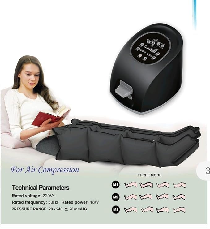 Air Compression leg massage, 3 massage mode, timer function, foot calf thigh, black Air Compression leg massage, 3 massage mode, timer function, foot calf thigh, black