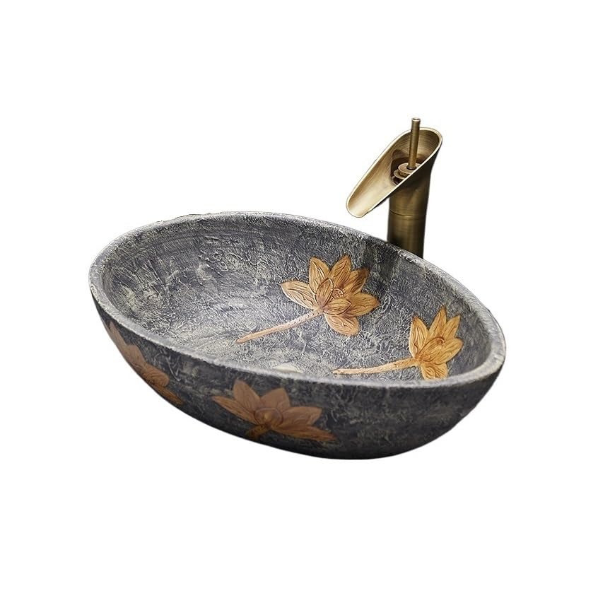 Lavabo de baño moderno en porcelana vitrificada con grifo 51 cm