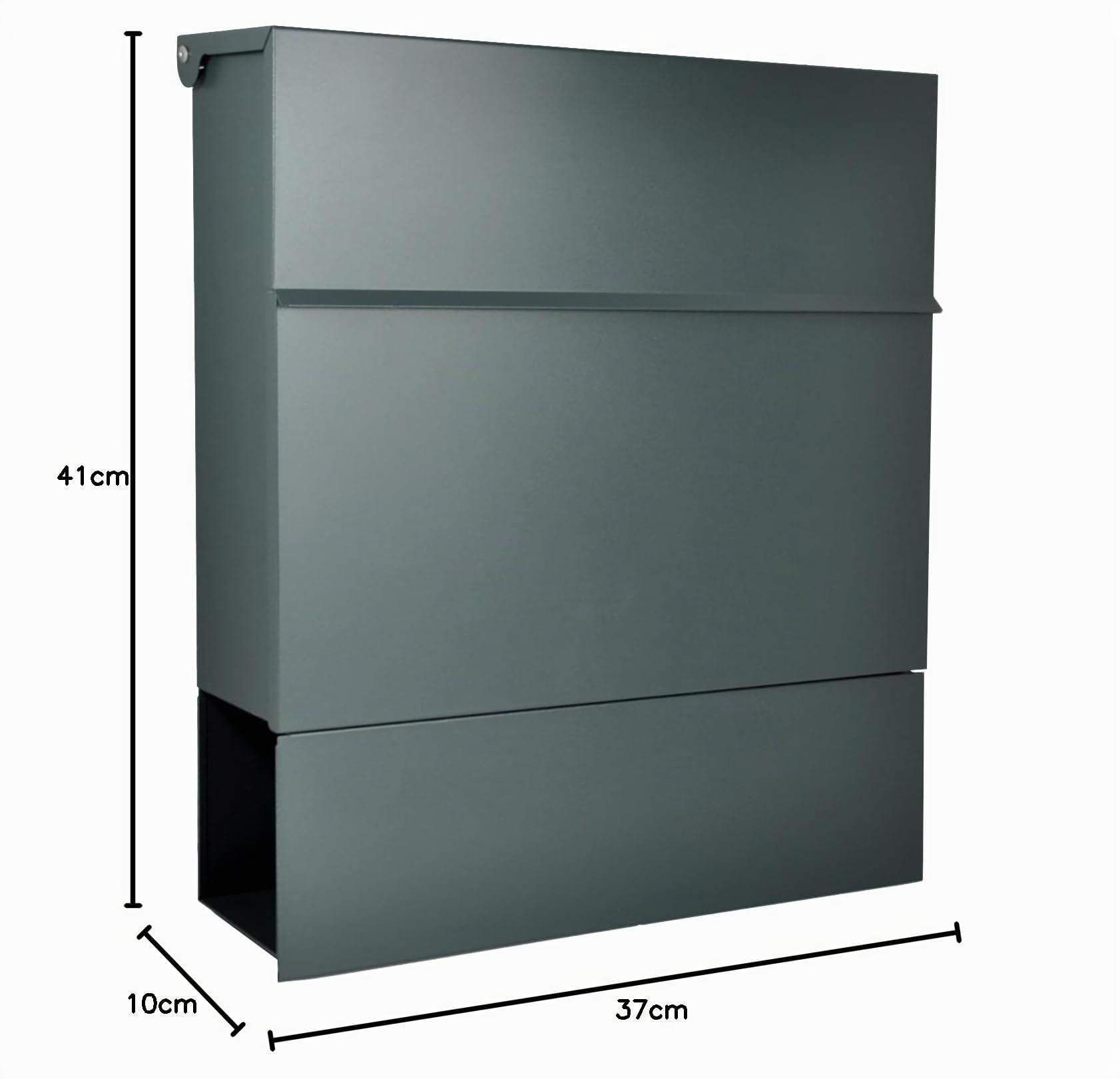 Buzón de pared de diseño con compartimento para periódicos Gris antracita mate RAL 7016 Adecuado para A4/C4