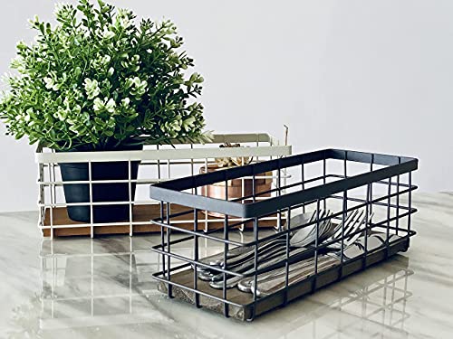 Small Metal Wire Storage Basket Bin, Farmhouse Basket For Toilet, Coffee Pod Cups, Towel, Spice Rack For Kitchen Countertop Bathroom Cabinet Laundry, Modern Mail Basket With Wood Base - Brown Shin·yik #TOP6