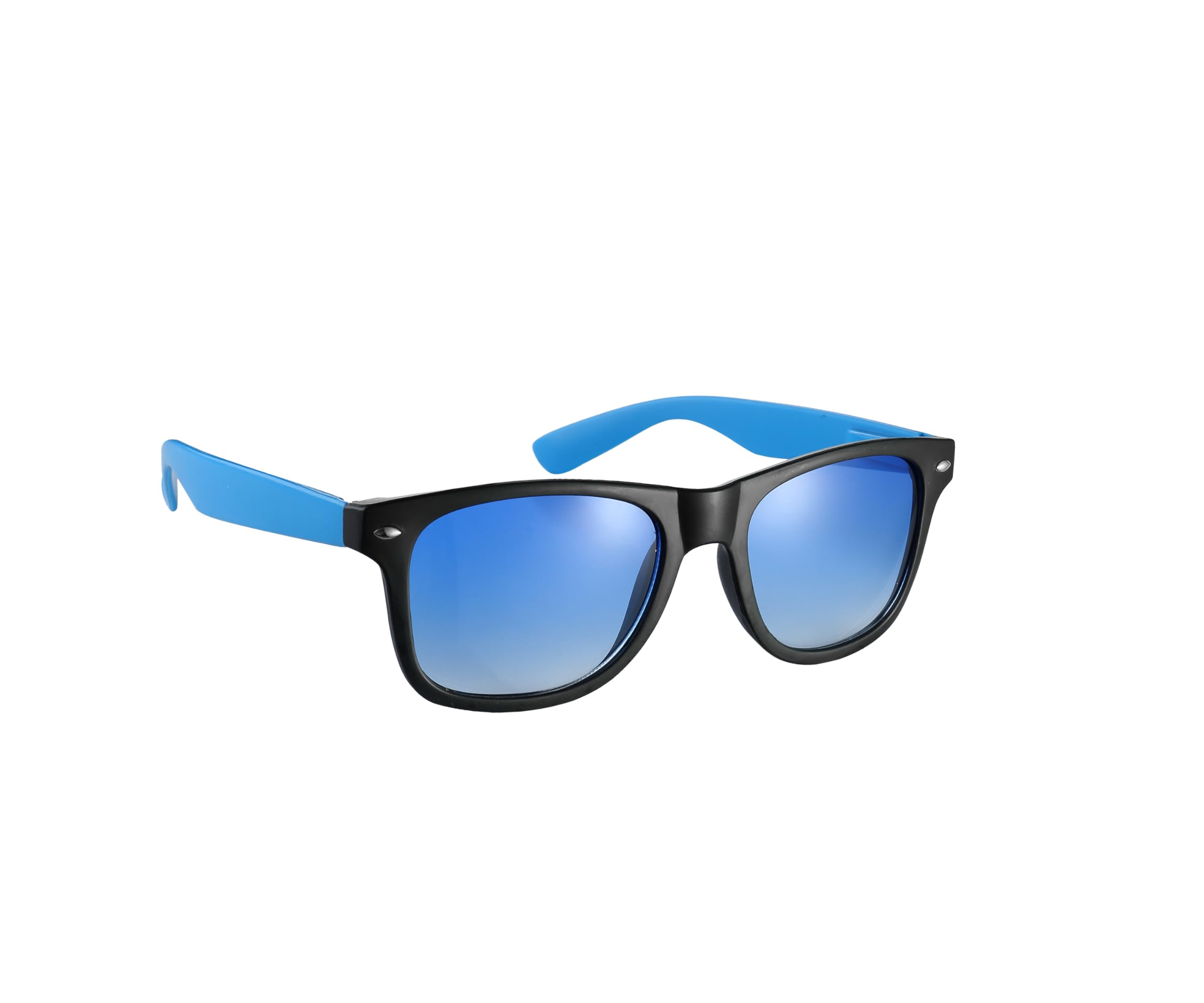Komonee Drifter Black and Blue Tint Sunglasses Set With Soft Case and Cleaning Cloth Classic Style Retro Sun Shades UV400 Protection Unisex For Men Women Sports