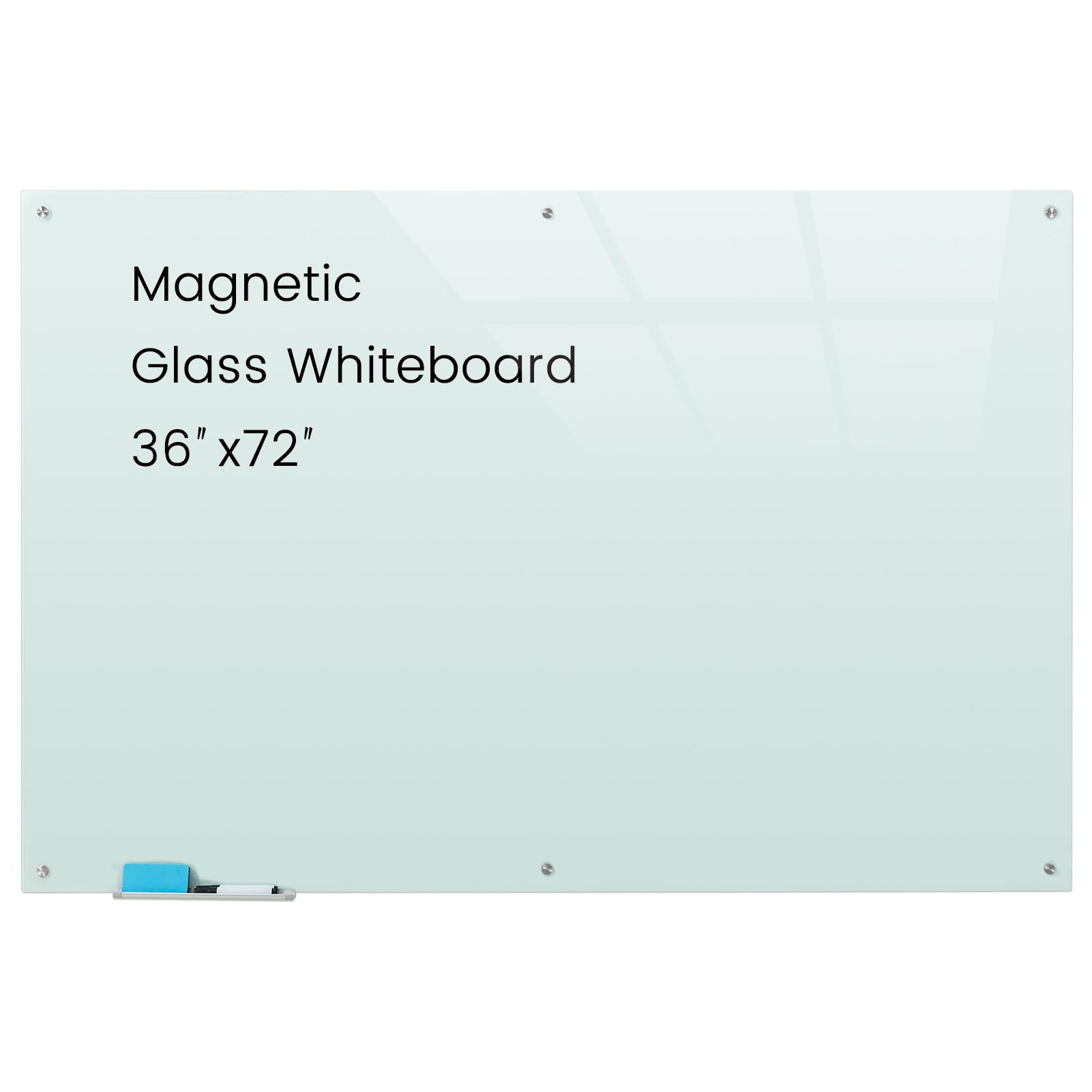 Gooderboard Glass Magnetic White Board - 72 x36 Inches Dry Erase Whiteboard for Wall, Frameless Wrting Board for Display, Large Wall Mounted Glass