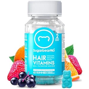 Sugarbear Hair Vitamin Gummy 2 Month Supply Extra Strength Biotin 6000mcg, Growth for Men & Women, Vegan Vitamin B12, MSM, Inositol, Omega 3, Elderberry, Certified Kosher, Halal, Cruelty-Free
